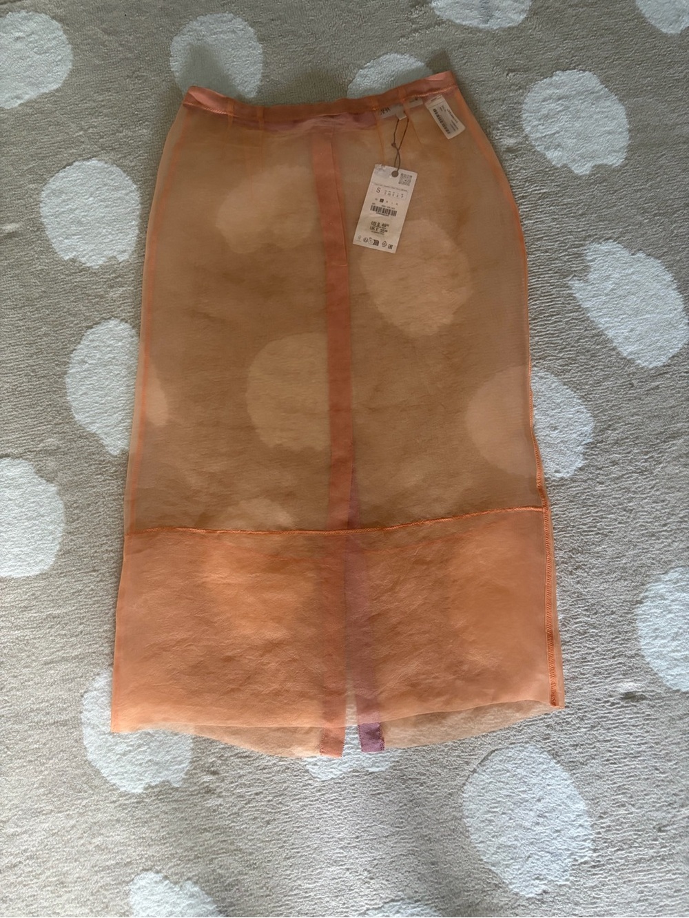 Zara Sheer Peach-Orange Pencil Skirt